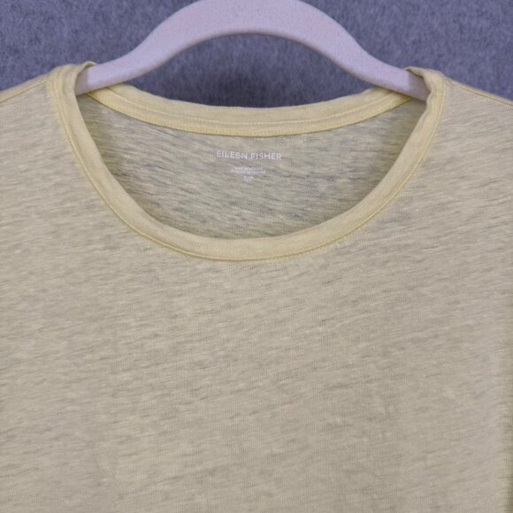 Eileen Fisher Knit Linen Short Sleeve Shirt Size S Butter Yellow Oversized EUC - Picture 4 of 10